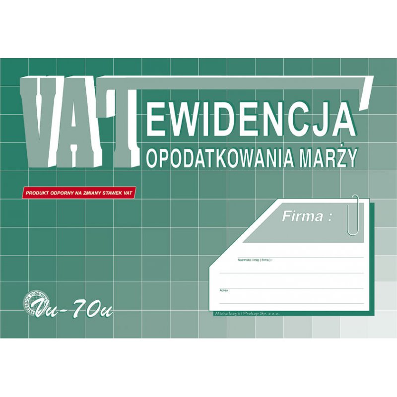 Vu70-u Ewidencja opodatkowania marży